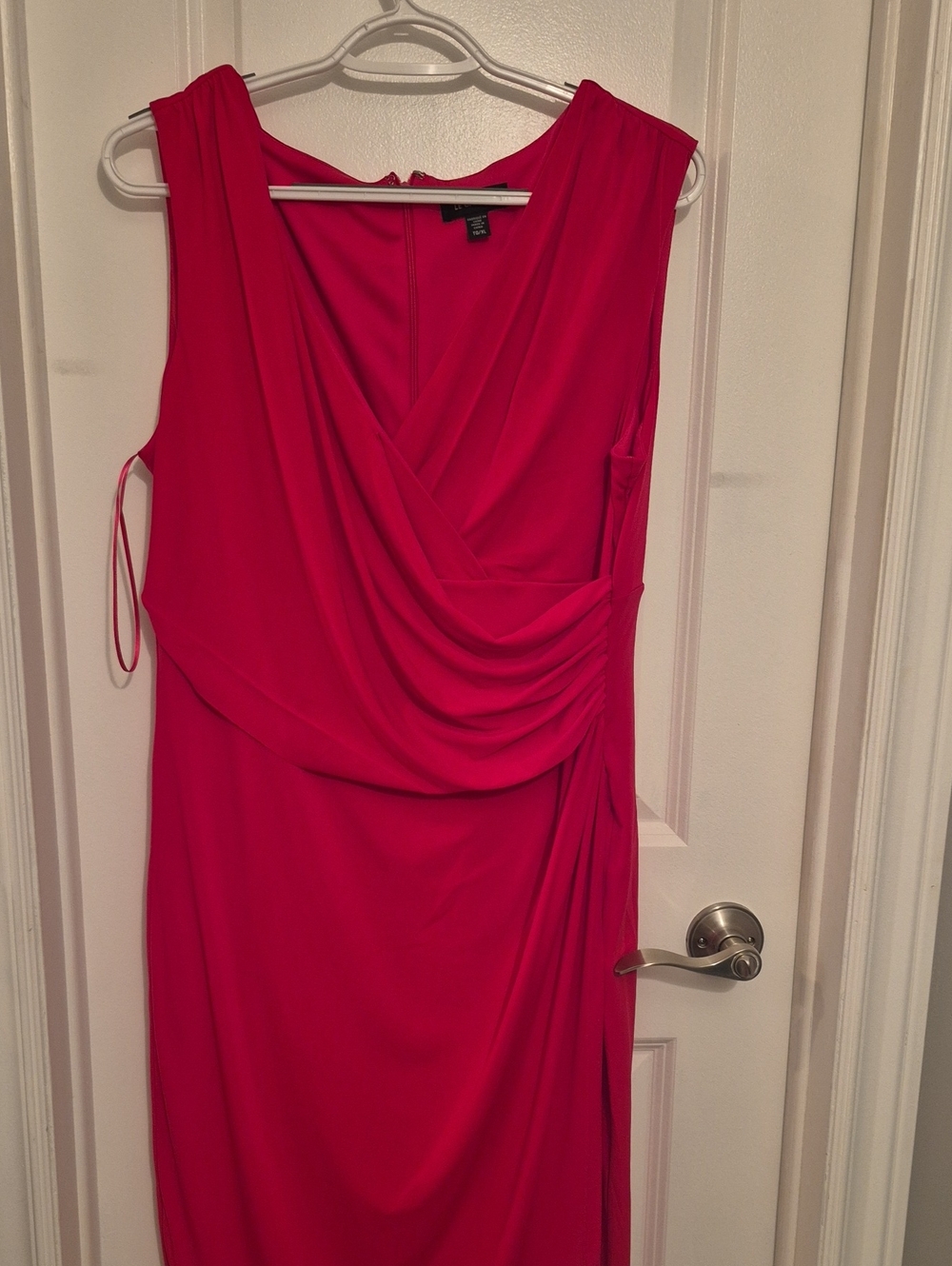 Sleeveless Draped Midi Dress in Bright Pink